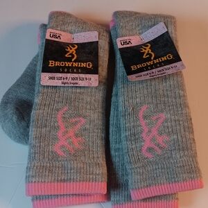 WOMEN'S BROWNING 2 PAIRS NEW WARM MERINO WOOL BLEND MOISTURE WICKING SOCKS
